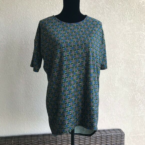 LuLaRoe Black Lime Pink Blue Knit Top Tunic Hi Low XXS Extra Extra Small - Picture 7 of 8